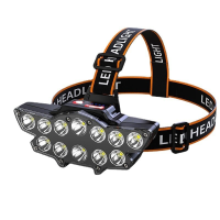 BIKIGHT 12*P90 LED Koplamp USB Oplaadbaar Lang Bereik 4 Modi Fiets Koplamp Zaklamp Waterdicht Kamperen Vissen