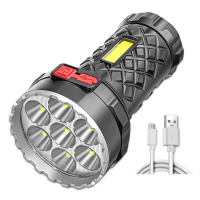 FIETSEN Dual Lichtbron Ultra Krachtige ABS Zaklamp COB Zijlicht USB Oplaadbare Super Heldere LED Zaklamp Outdoor Nacht V