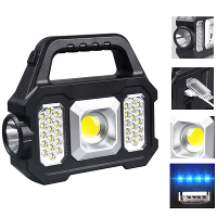 LED+COB/SMD Draagbaar Sterk Campinglicht USB Opladen Zonne LED Handzaklamp Multifunctioneel Stroomweergave met Zijlicht