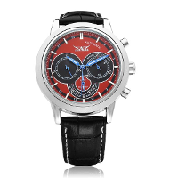 Jaragar 3 Dial Mechanical Automatic Black Red Men Wrist Watch