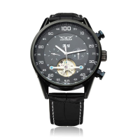 Jaragar Automatic Mechanical Black Dial Flywheel Men Wrist Watch