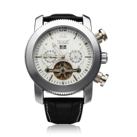 Jaragar Automatic Mechanical Leather Calendar Flywheel Watch