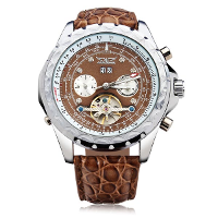 Jaragar Luxury Calendar Automatic Mechanical Leather Men Wrist Watch