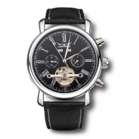 Jaragar Luxury Skeleton Automatic Mechanical Leather Men Wrist Watch