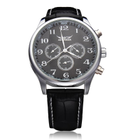 Jaragar Mechanical Automatic 3 Dial Number White Black Men Watch