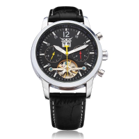 Jaragar Mechanical Automatic Tourbillon 3 Dial Black Men Watch