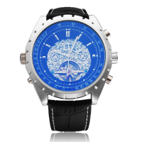 Jaragar Mechanical Pu Leather Tourbillon 3 Dial Black Men Watch