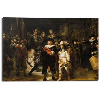 Wandpaneel Nachtwacht   bruin/beige/multikleur   60x90cm   Leen Bakker