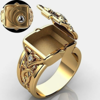 JASSY 1 Pcs Mode Hip Hop Punk Creatieve Doos Flip Ingelegd Zirkoon Koperen Ring:
