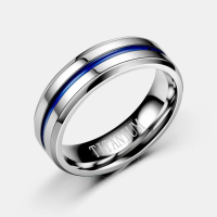 JASSY 1Pc 6mm/8mm Simple Fashion Blue Titanium Staal Gepolijst Paar Ring