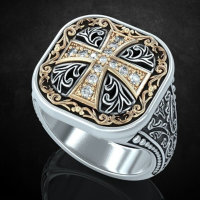 JASSY 1st metalen retro mode kruis strass dominante herenring