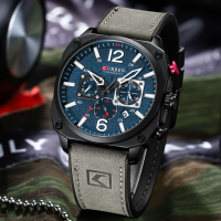 4 Kleuren heren roestvrij stalen wijzerplaat lederen band zakelijk casual chronograaf kalender quartz horloge