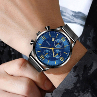 Jassy 8 kleuren legering zakelijk casual drie ogen decor kalender lichtgevend quartz horloge