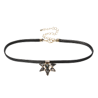 Jassy® 9k Gold Plated Black Rhinestone Crystal Choker Lolita Fine Necklace For Women