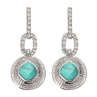 Jassy® Bohemian Turquoise Elegant Ear Drop Platinum Plated Micro Inlay Rhinestone Jewelry For Women
