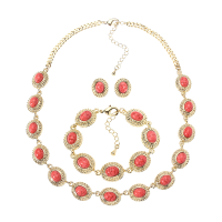 Jassy® Bohemian Women Jewelry Set Turquoise Bead Bracelet Necklace Earrings