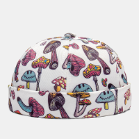 Collrown Unisex Gekleurde Paddestoel Overlay Patroon Mode Persoonlijkheid Brimless Beanie Huisbaas Cap Skull Cap