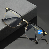 Jassy draagbare mode voor heren Anti blauw licht metalen half frame Business HD leesbril