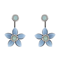 Jassy® Elegant 18k Gold Plated White Opal Rhinestones Flower Semi Precious Stone Earrings