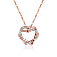 Jassy® Elegant Double Heart Crystal Rhinestone Pendant Necklace Anallergic Women Aaccessorie.S