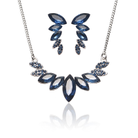Jassy® Elegant Platinum Plated Sapphire Mariquesa Crystal Jewelry Set Anallergic For Women