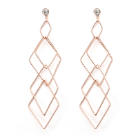 Jassy® Elegant Women Earrings Rose Gold And 18k Gold Plated Delicate Interlinked Rhombus Ear Stud