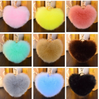 Jassy Faux Konijnenbont Bal Pluche Hart Sleutelhanger Metalen Tas Charm