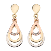 Jassy® Fine Jewelry Rose Gold Platinum Plated Multilayer Drop Ear Stud Elegant Earrings For Women