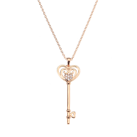 Jassy® Fine Jewelry Sweet Rose Gold Plated Heart Key Pendant Zircon Long Necklace Sweater Chain