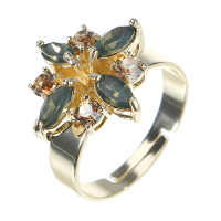 Jassy® Gold Plated Adjustable Ring Gemstone Four Leaf Flower Lucky Ring Exquisite Gift For Women