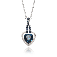 JASSY® Heart of Ocean Sapphire Crystal Necklace Platinum Plated Rhinestone Best Gift