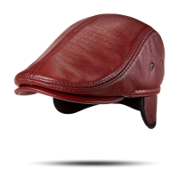 Jassy heren krokodil graan schapenvacht herfst en winter winddicht warme retro casual baret platte pet