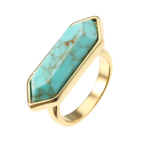 Jassy® Hexagonal Turquoise Ring 18k Gold Plated Geometric New Fashion Women Fine Jewelry