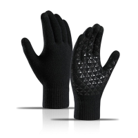 Jassy Neutraal Gebreide Dikke Fleece Warme Antislip Touchscreen Handschoenen Fietshandschoenen
