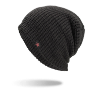 Jassy Unisex Gebreid Plus Fluwelen Winddicht Warm Casual Tweeërlei gebruik Rode Muts met vijf sterrenpatroon