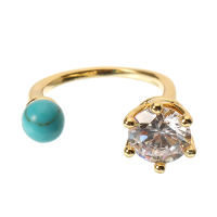 Jassy® Women Bohemian Turquoise Open Ring Simple 18k Gold Plated Gemstone Ring Anallergic Gift