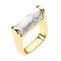 Jassy® Women Fine Jewelry 18k Gold Plated White Turquoise Retro Ring Clothing Accessories