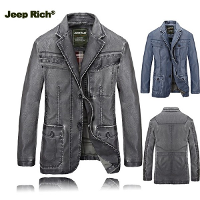 Jeep Rich Mens Pu Leather Jacket Buttons Motorcycle Fashion Coat Casual Suit