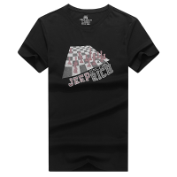 Jeep Rich Summer Mens Stylish Letter Printed T Shirt Soft Cotton O Neck Short Sleeve Casual Top Tee