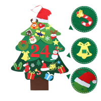 JETEVEN DIY Vilt Kerstboom voor Kinderen Muur Kerstversiering Kerst Countdown Advent Kalender 3.2FT 37 stks Ornamenten V