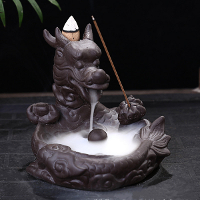 Dragon Fish Backflow Torenbrander Houder Keramiek Met 10st Kegel Wierook Decor