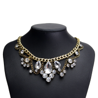 Jewelry Pendant Chain Crystal Choker Chunky Statement Bib Necklace