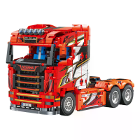 JIESTAR JJ9070 Scania trailerchauffeur  hoofdmodel MOC bouwpakket educatieve bakstenen elektrische speelgoed voof kinder
