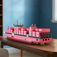 JIESTAR JJ9217 Roze Cargo Containerschip Model Bouwstenen 1446PCS Assembly Kit Brick DIY Speelgoed voor Volwassenen Kind