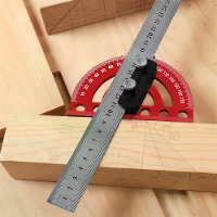 Combinatie Semi Circulaire Hoekmeter 0 180 Graden Geodriehoek met Verwijderbare 330mm Liniaal Precisie Houtbewerkingsmee