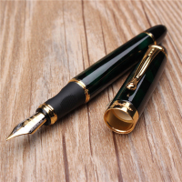 Jinhao X450 Fountain Pen Green Black Marble Medium Nib Gold Trim