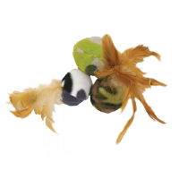 Jolly Moggy Fleece Speelbal Met Veren #95;_3 St 15 Cm