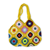 JOSEKO Vrouwen Handgemaakte Gehaakte Etnische Casual Handtas Gemengde Bloemmotief Multifunctionele Schoudertas Tote Bag