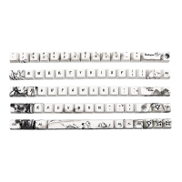 JSJT 68 Toetsen PBT Inkt Panda Keycap set OEM Profiel Vijfzijdige Sublimatie Custom Keycaps voor Mechanische Toetsenbord