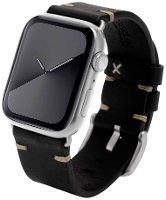 JT Berlin Watchband Alex II Vintage Horlogeband 42 mm, 44 mm, 45 mm, 46 mm M Zwart, Zilver Watch Series 1, Watch Series 2, Watch Series 3, Watch Series 4,